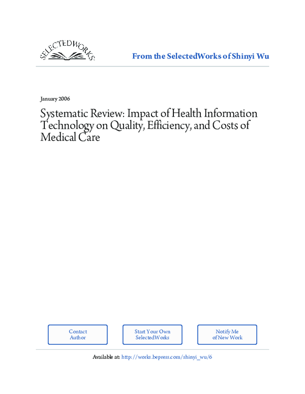 (PDF) Systematic Review: Impact of Health Information Technology on ...