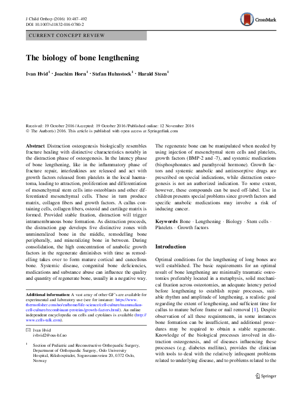 (PDF) The biology of bone lengthening