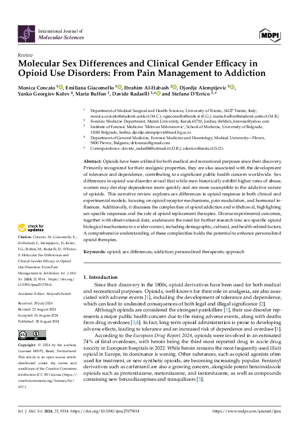 (PDF) Molecular Sex Differences and Clinical Gender Efficacy in Opioid ...