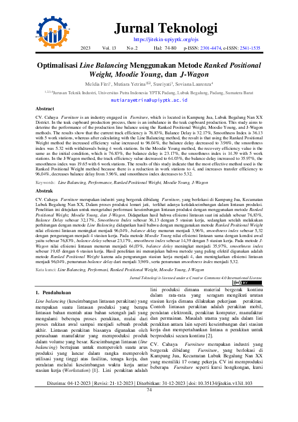 (PDF) Optimalisasi Line Balancing Menggunakan Metode Ranked Positional ...