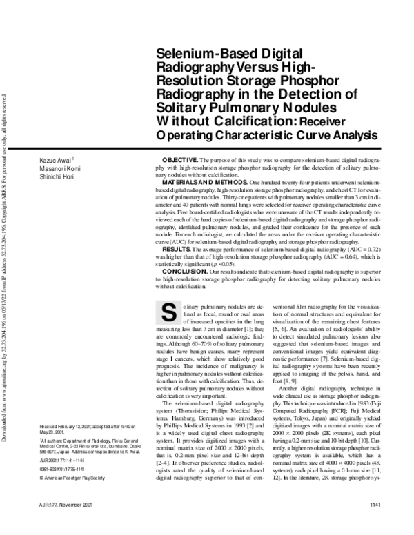 (PDF) Selenium-Based Digital Radiography Versus High-Resolution Storage ...
