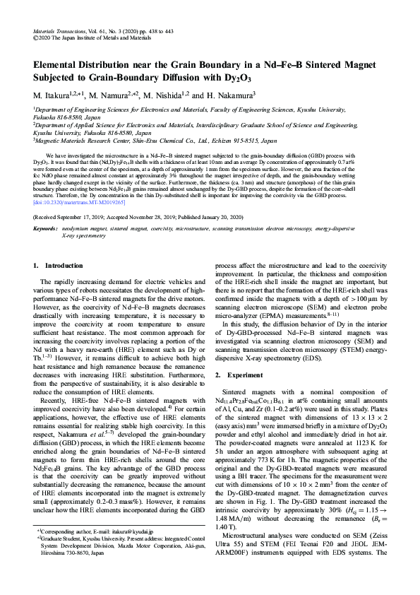 (PDF) Elemental Distribution near the Grain Boundary in a Nd–Fe–B ...