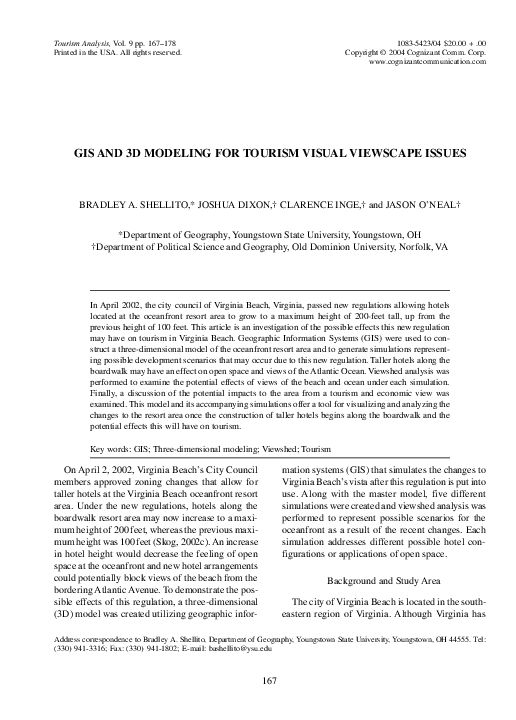(PDF) Gis and 3D Modeling for Tourism Visual Viewscape Issues