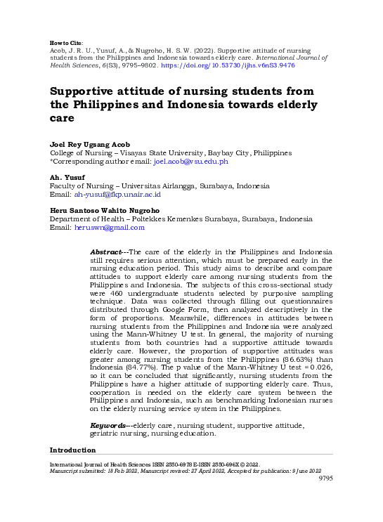 (PDF) Supportive attitude of nursing students from the Philippines and ...
