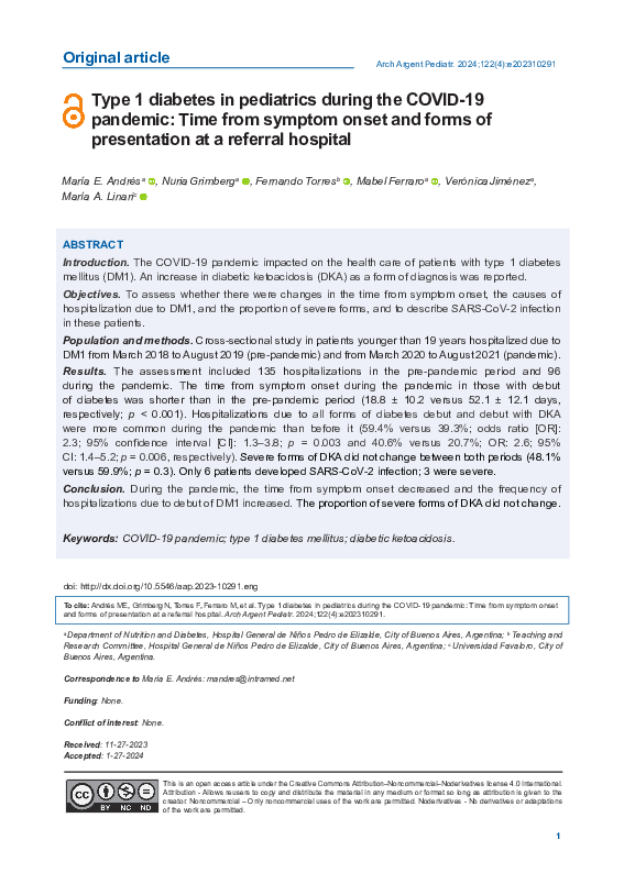(PDF) Type 1 diabetes in pediatrics during the COVID-19 pandemic: Time ...