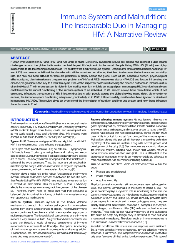 (PDF) Immune System and Malnutrition: The Inseparable Duo in Managing ...