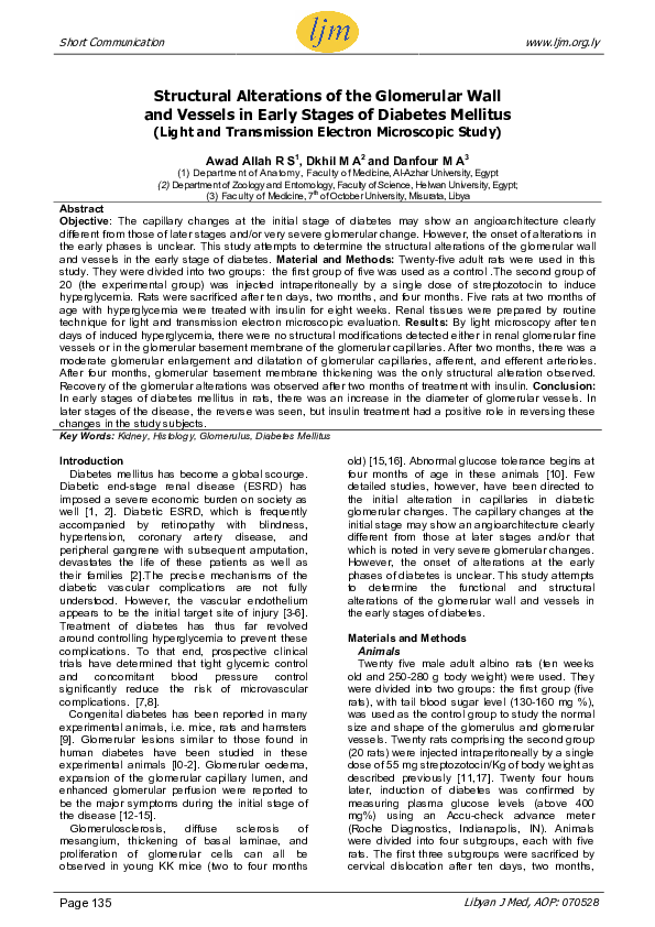(PDF) Structural Alterations of the Glomerular Wall and Vessels in ...