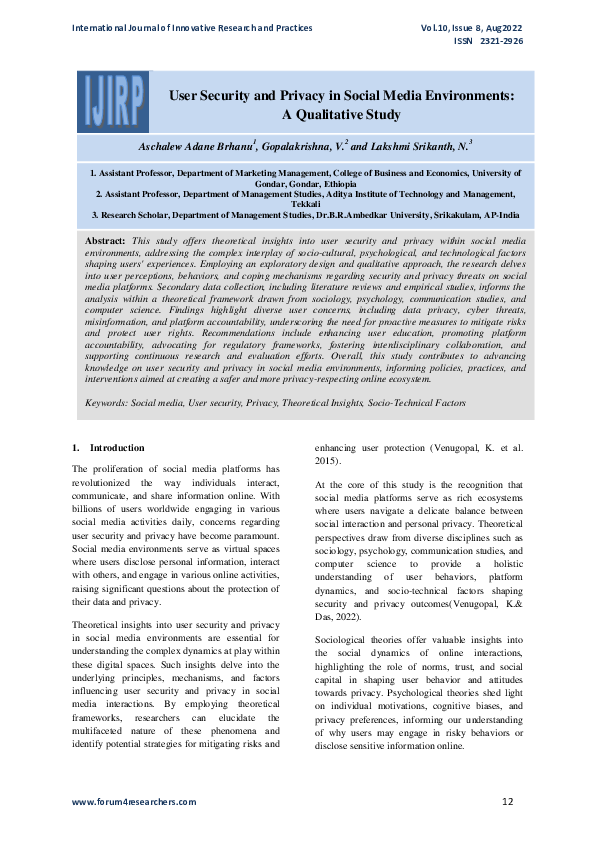 (PDF) User Security and Privacy in Social Media Environments: A ...