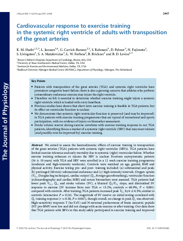 (PDF) Cardiovascular response to exercise training in the systemic ...