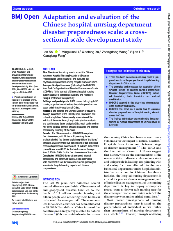 (PDF) Adaptation and evaluation of the Chinese hospital nursing ...