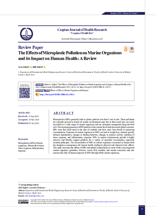 (PDF) The Effects of Microplastic Pollution on Marine Organisms and its ...