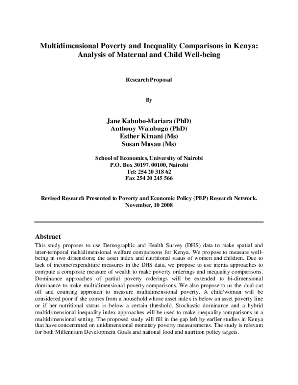 (PDF) Multidimensional Poverty and Inequality Comparisons in Kenya ...