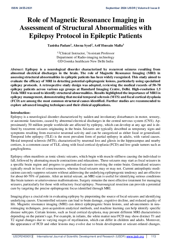 (PDF) Role of Magnetic Resonance Imaging in Assessment of Structural ...