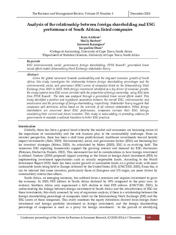 (PDF) Analysis of the relationship between foreign shareholding and ESG ...