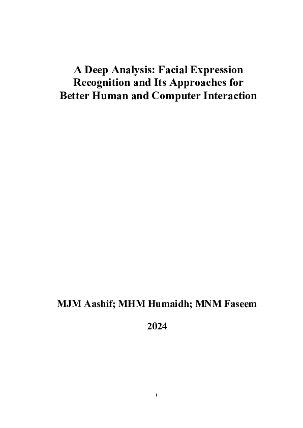 (PDF) A Deep Analysis: Facial Expression Recognition and Its Approaches ...
