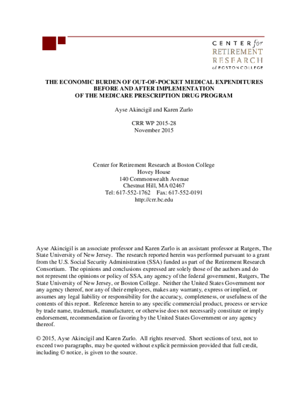 (PDF) The Economic Burden of Out-of-Pocket Medical Expenditures Before ...