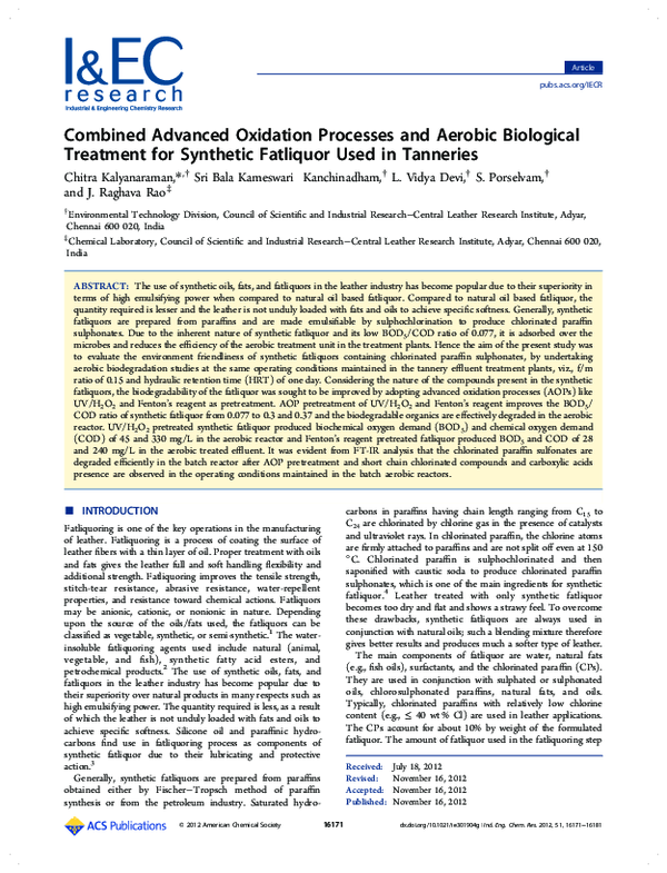 (PDF) Combined Advanced Oxidation Processes and Aerobic Biological ...