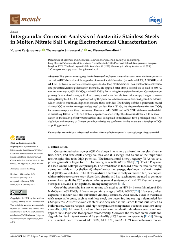 (PDF) Intergranular Corrosion Analysis of Austenitic Stainless Steels ...