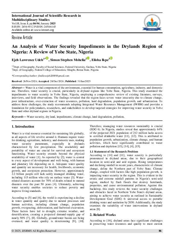 (PDF) An Analysis of Water Security Impediments in the Drylands Region ...