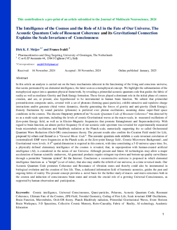 (PDF) The Intelligence of the Cosmos and the Role of AI in the Fate of ...