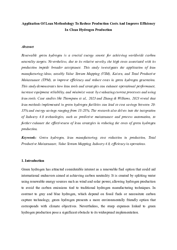 (PDF) Application Of Lean Methodology To Reduce Production Costs And ...