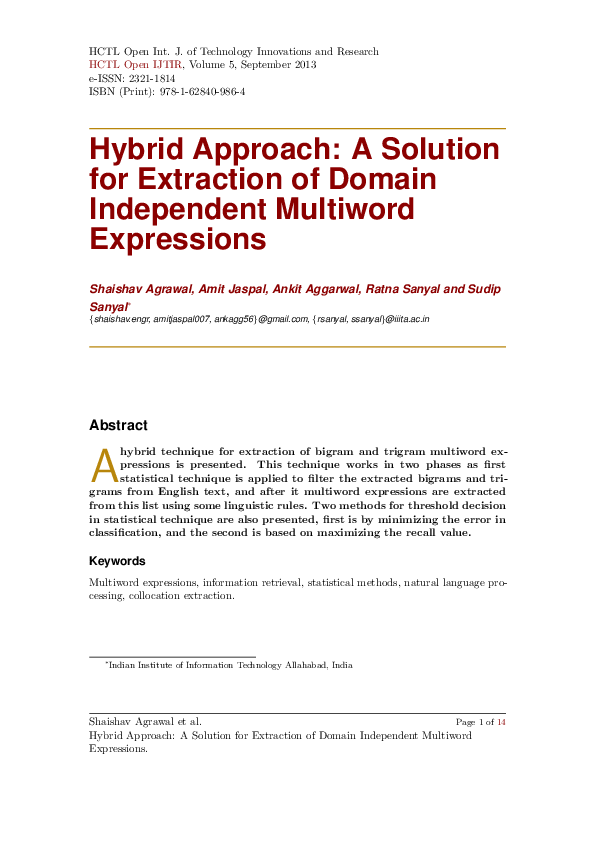 (PDF) Hybrid Approach: A Solution for Extraction of Domain Independent ...