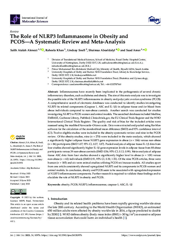 (PDF) The Role of NLRP3 Inflammasome in Obesity and PCOS—A Systematic ...