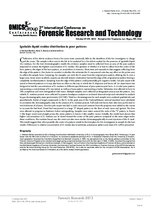 (PDF) Ignitable liquid residue distribution in pour patterns