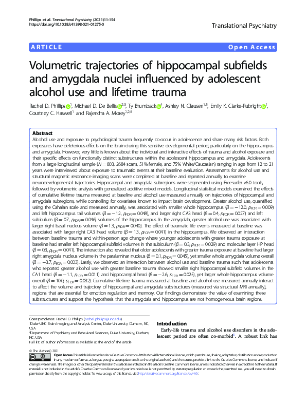 (PDF) Volumetric trajectories of hippocampal subfields and amygdala ...