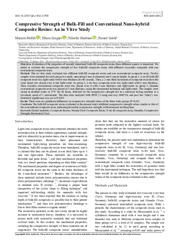 (PDF) Compressive Strength of Bulk-Fill and Conventional Nano-hybrid ...
