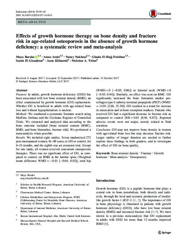 (PDF) Effects of growth hormone therapy on bone density and fracture ...