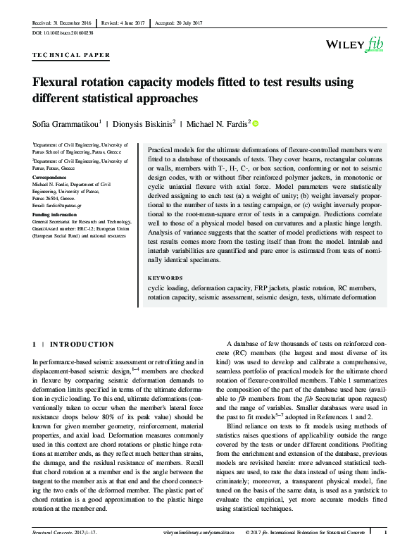 (PDF) Flexural rotation capacity models fitted to test results using ...