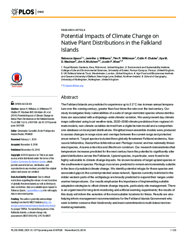 (PDF) Potential Impacts of Climate Change on Native Plant Distributions ...