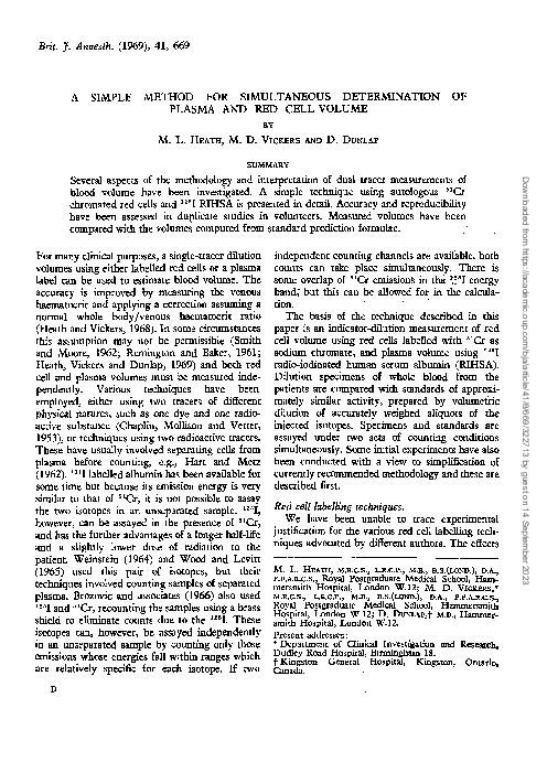 (PDF) A Simple Method for Simultaneous Determination of Plasma and Red ...