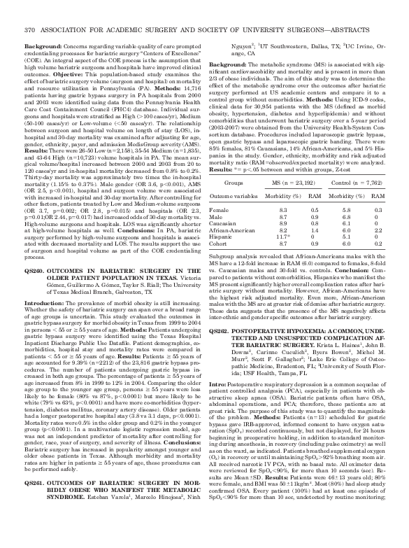 (PDF) QS260. Outcomes in Bariatric Surgery in the Older Patient ...