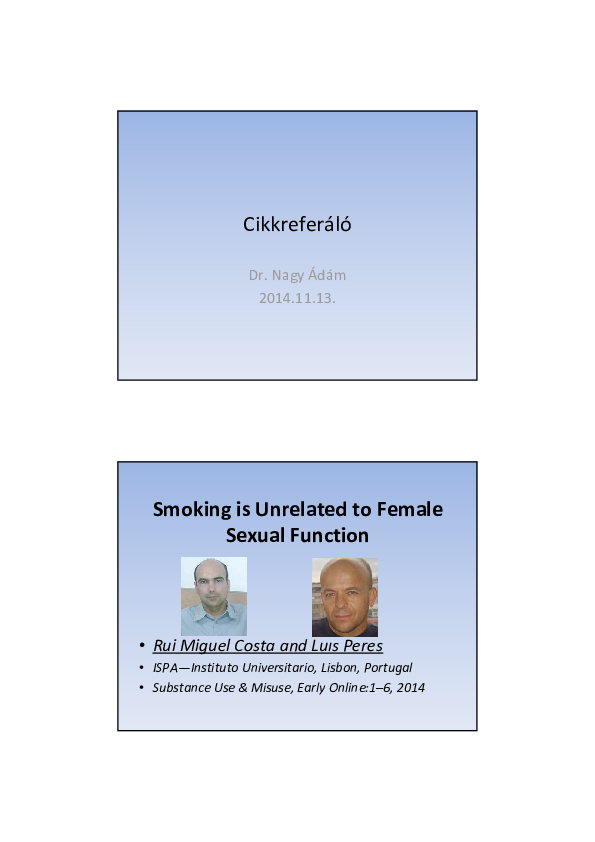 (PDF) Smoking is Unrelated to Female Sexual Function