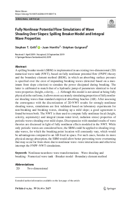 (PDF) Fully Nonlinear Potential Flow Simulations of Wave Shoaling Over ...