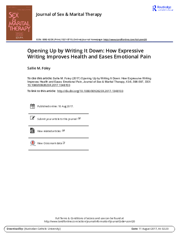 (PDF) Opening Up by Writing It Down: How Expressive Writing Improves ...