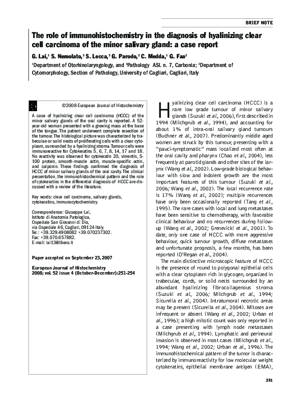(PDF) The role of immunohistochemistry in the diagnosis of hyalinizing ...