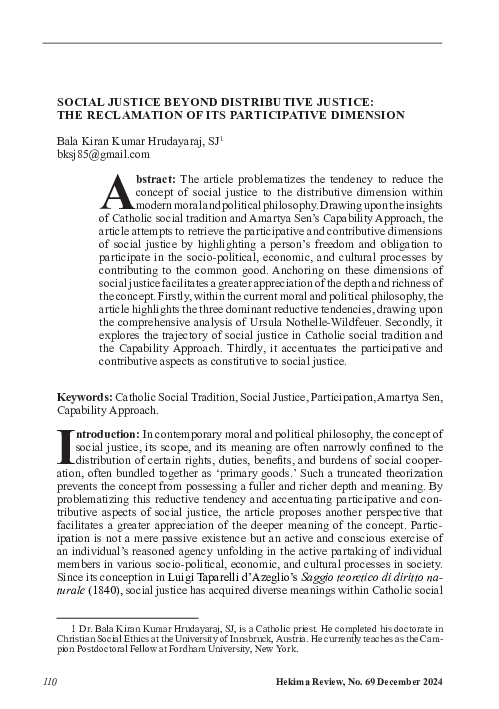 (PDF) SOCIAL JUSTICE BEYOND DISTRIBUTIVE JUSTICE: THE RECLAMATION OF ...