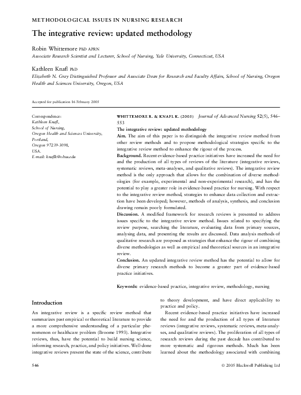 (PDF) The integrative review: updated methodology