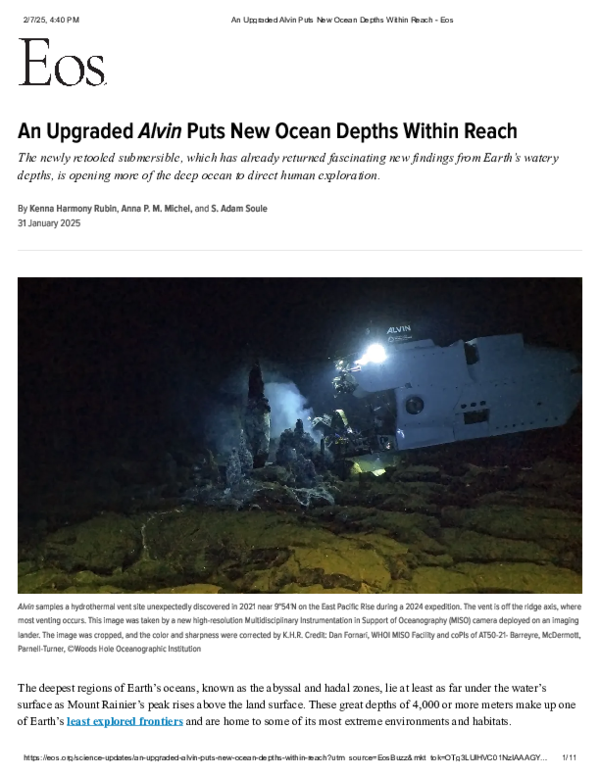 An Upgraded Alvin Puts New Ocean Depths Within Reach