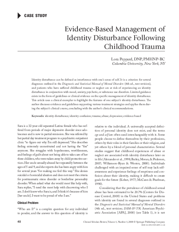 (PDF) Evidence-Based Management of Identity Disturbance Following ...