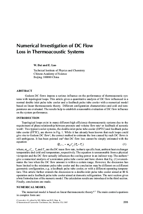 (PDF) Numerical Investigation of DC Flow Loss in Thermoacoustic Systems