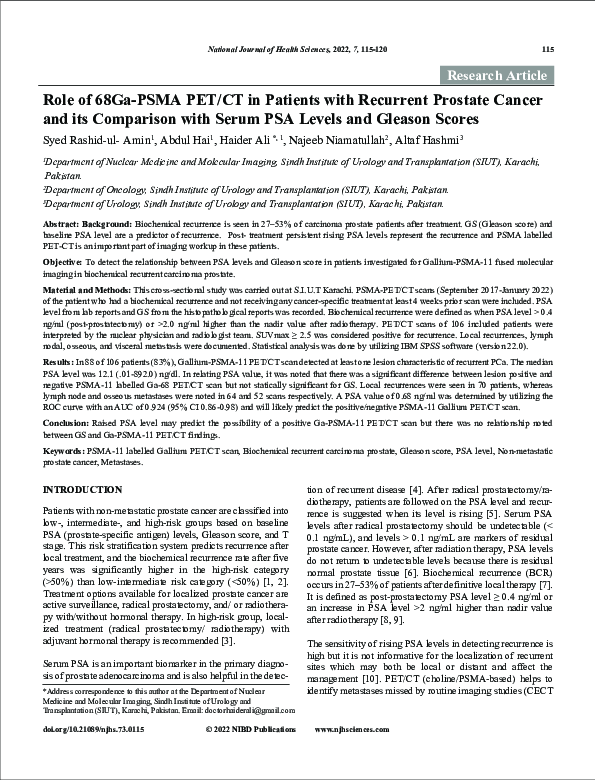 (PDF) Role of 68Ga-PSMA PET/CT in Patients with Recurrent Prostate ...