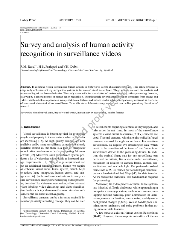 (PDF) Survey and analysis of human activity recognition in surveillance ...