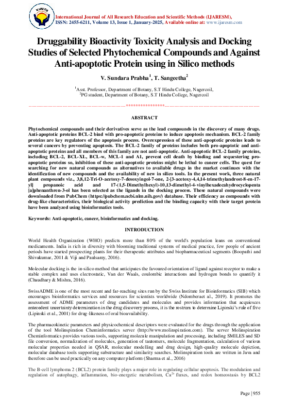 (PDF) Druggability Bioactivity Toxicity Analysis and Docking Studies of ...