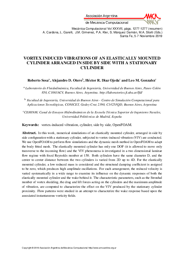 (PDF) Vortex Induced Vibrations of an Elastically Mounted Cylinder ...