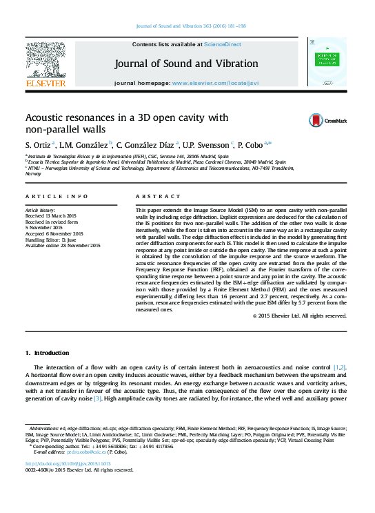 (PDF) Acoustic resonances in a 3D open cavity with non-parallel walls