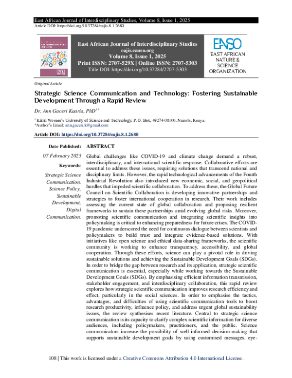 (PDF) Strategic Science Communication and Technology: Fostering ...